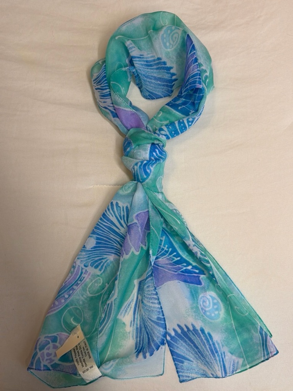 Echo Blue Green Seashell Print Scarf